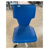 Blue rolling office chair