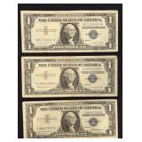 3 X Silver Certificate One Dollar Notes