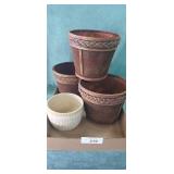 Lot of 4 Flower Pots. The 3 matching ones are a