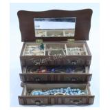 Jewelry Box with Pull Out Drawers & Contents