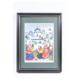 Russian Folk Art Watercolor Painting