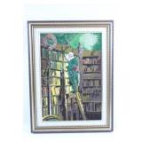 Needlepoint Framed Tapestry, The Book Worm