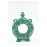 Ornate Torus Green Embossed Vase