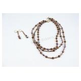 Hand Crafted Designer Brown Crystal Necklace Set