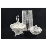 Crystal & Glass Lidded Candy Dishes & Tray