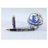 Cloisonnï¿½ Enamel 2PC Trinket Box & Fountain Pen