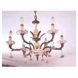 Capodimonte-Chandelier 6 Arm Porcelain Fixture