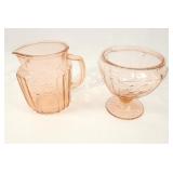 Pink Depression Mayfair Pitcher & Pedestal Dish