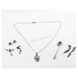 Silvertone & Sterling Necklace & Earring Sets