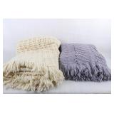 Hand Crocheted Retro Throw Blankets w Fringes