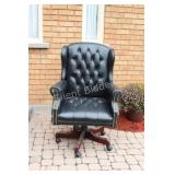 Traditional Black Leather Arm Office Chair