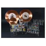 Copper Plates, Motor Cycle & Car Shot Glasses