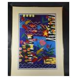 Abstract Framed Textile Artwork "Tucker Oceana"