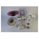 Cake Platter, Bone China & Etched Dessert Plates