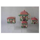 Ceramic House Tea Pot, Sugar, Salt & Pepper Shaker