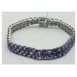 Sterling Silver, Tanzanite Tennis Bracelet