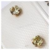 14K White Gold, Yellow Cz Earrings