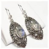 Sterling Silver, Moonstone Earrings