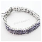 Sterling Silver, 102 Tanzanite Stones Bracelet