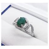 Sterling Silver, Emerald Cubic Zirconia Ring