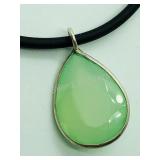 Sterling Silver, Green Chalcedony Pendant