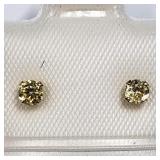 14K White Gold, Yellow Cz Earrings