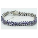 Sterling Silver, Tanzanite Tennis Bracelet