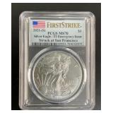 2021-S US Silver Eagle T1 Emergency Issue PCGS MS7