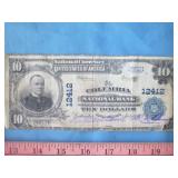 1923 US National Currency $10 Columbia SC Note