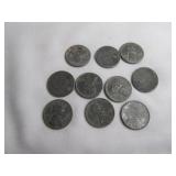 10pc US Steel War Pennies - 1943 US Wheat Cents