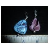 2pc Artist Made Sterling Silver & Stone Pendants