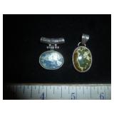 2pc Sterling Silver & Natural Stone Pendants