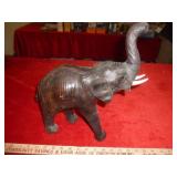 Vintage Hand Made Wood & Leather Elephant Figure