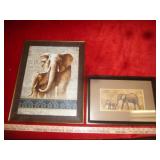 2pc Framed Elephant Art Prints