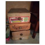 (4) Wooden Drawer Storage Boxes