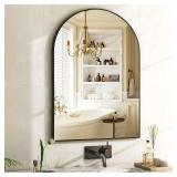 Arch Bathroom Mirror, 24x36 Inch - Wall Mounted Vanity Mirror with Aluminum Alloy Frame - Ideal for Living Room, Bedroom, Bathroom, and Entryway, Hanging or Leaning, Black