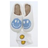 Smiley Face Terry Cloth Slipper with Socks 10" in