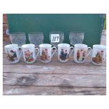 6 NORMAN ROCKWELL CUPS,4 GOBLETS