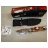 STEEL WARRIOR HUNTING KNIFE W/ STAG HANDLE, 31/2