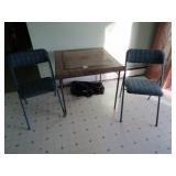 FOLDING CARD TABLE ;2 FOLDING CHAIRS