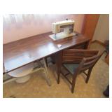 SEARS KENMORE SEWING MACHINE W/ CABINET & CHAIR