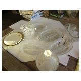 10 PIECES GLASSWARE; DIVIDER DISHES; CANDY DISHES