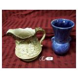 BOURNE DENBY STONE PITCHER; BLUE STONE VASE 81/2