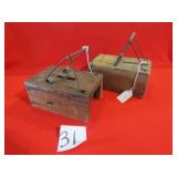 2- OLD WOODEN GOPHER TRAPS W/ STENCILING