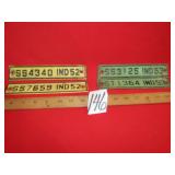 2- 1952 & 2-1953 IND LICENSE PLATE STRIPS