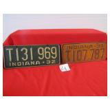 1931,32 INDIANA LICENSE PLATES BOTH ARE 13 1/2"