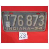 1934 INDIANS LICENSE PLATE W/ REPLACABLE NUMBERS