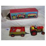 SCHYLLING WIND-UP TIN TRACTOR & TRAILER- CZECH