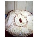 BATTENBERG LACE CHRISTMAS TREE SKIRT W/ HOLLY