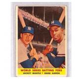 1958 Topps World Series Foes Mantle/aaron Creased